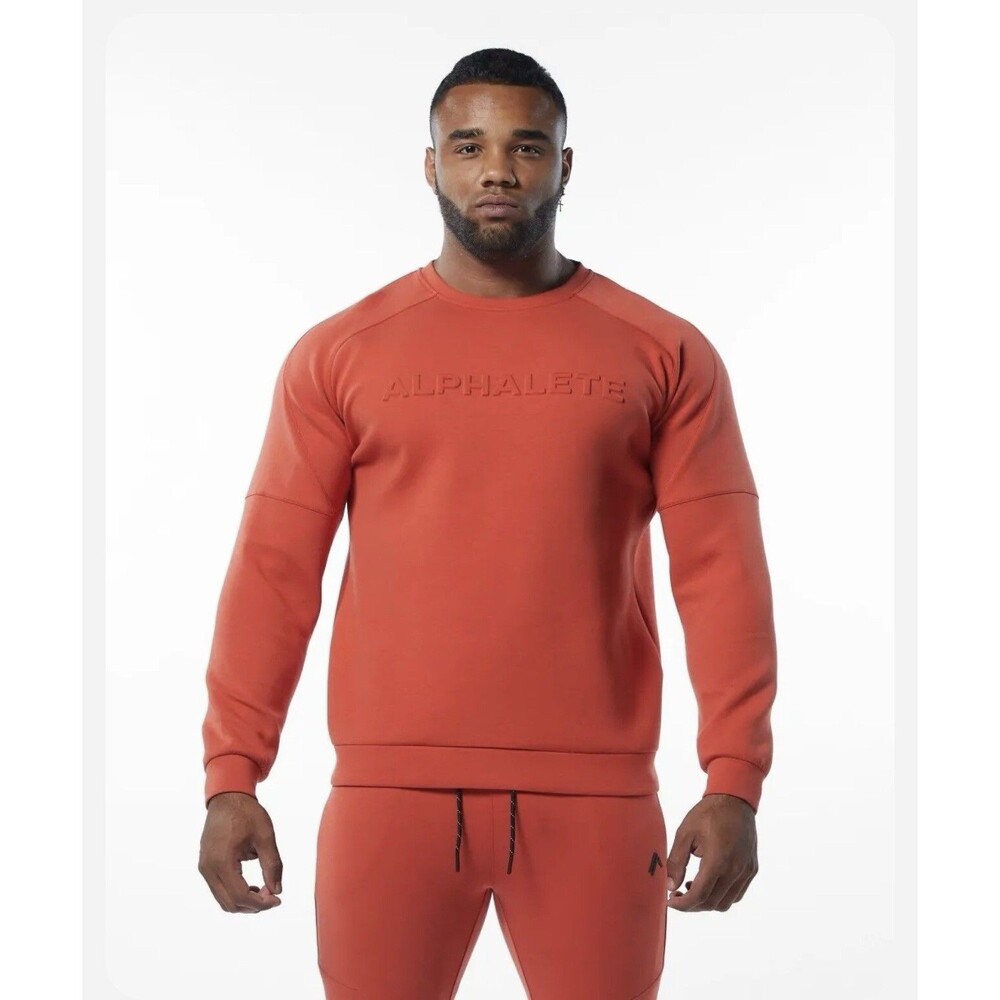 Alphalete ELMTS Long Sleeve Pullover - Orange , Size  XL